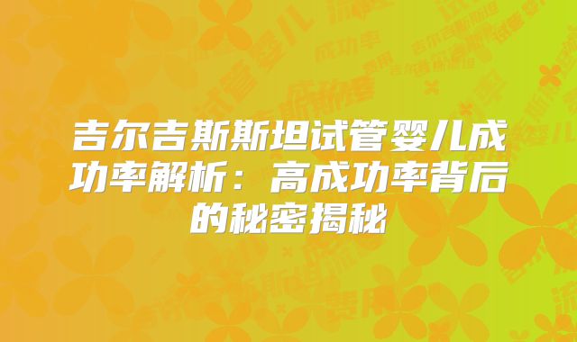 吉尔吉斯斯坦试管婴儿成功率解析:高成功率背后的秘密揭秘