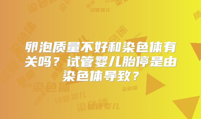 卵泡质量不好和染色体有关吗？试管婴儿胎停是由染色体导致？