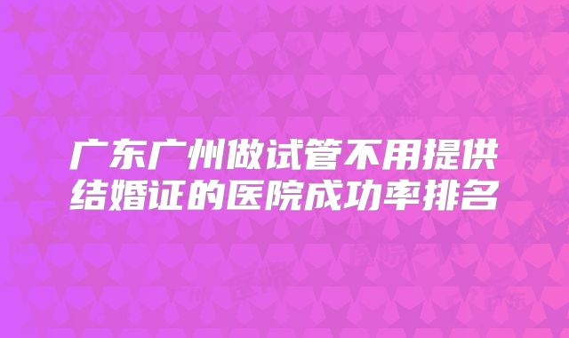 广东广州做试管不用提供结婚证的医院成功率排名