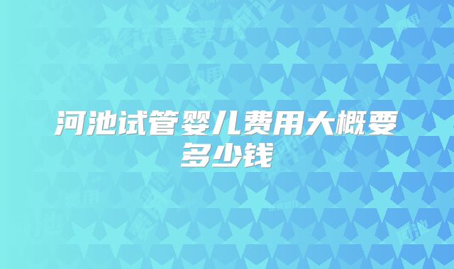 河池试管婴儿费用大概要多少钱