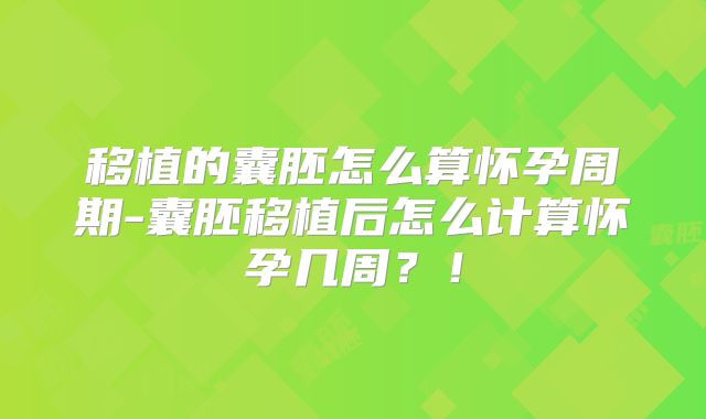 移植的囊胚怎么算怀孕周期-囊胚移植后怎么计算怀孕几周？！
