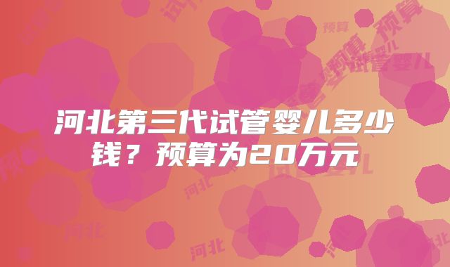 河北第三代试管婴儿多少钱?预算为20万元