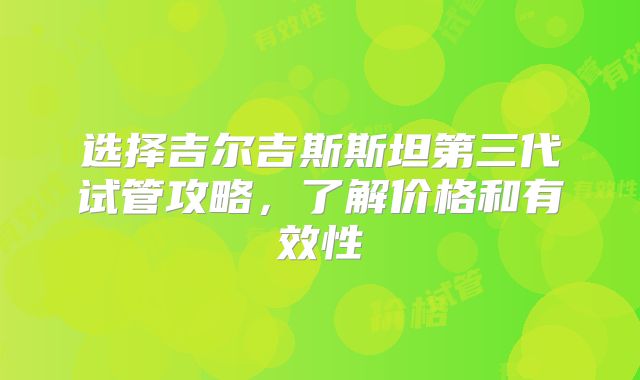 选择吉尔吉斯斯坦第三代试管攻略，了解价格和有效性
