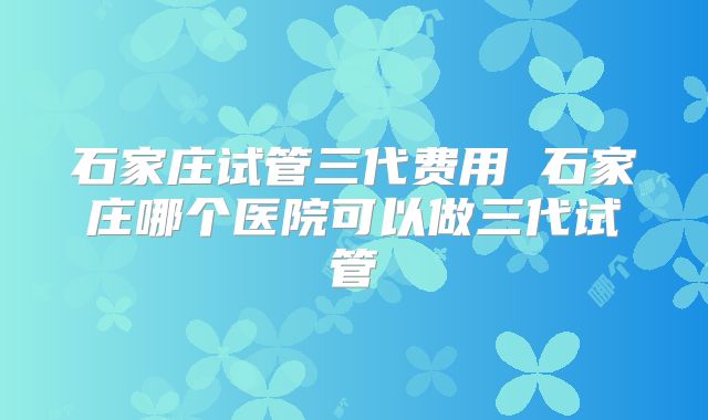 石家庄试管三代费用 石家庄哪个医院可以做三代试管