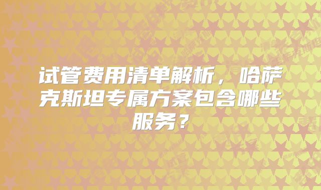 试管费用清单解析,哈萨克斯坦专属方案包含哪些服务?