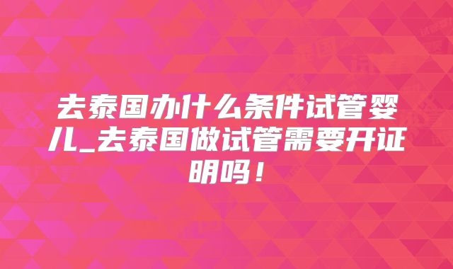 去泰国办什么条件试管婴儿_去泰国做试管需要开证明吗！