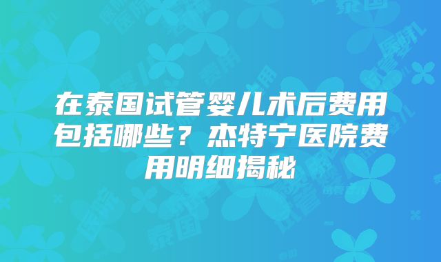 在泰国试管婴儿术后费用包括哪些？杰特宁医院费用明细揭秘