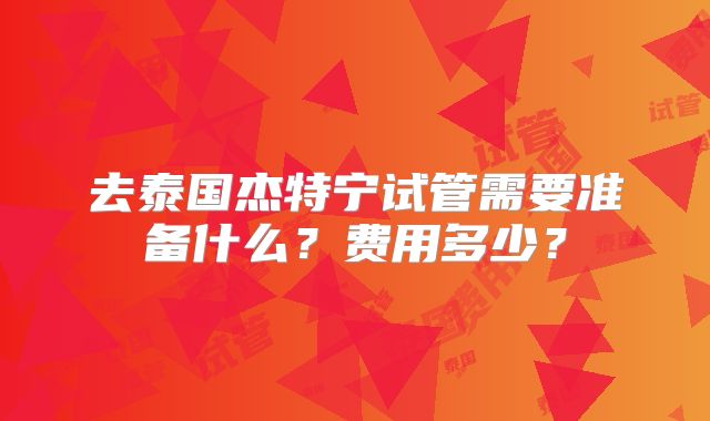 去泰国杰特宁试管需要准备什么？费用多少？