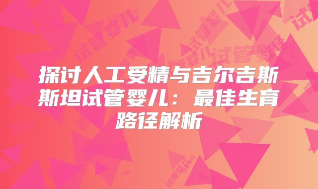 探讨人工受精与吉尔吉斯斯坦试管婴儿：最佳生育路径解析