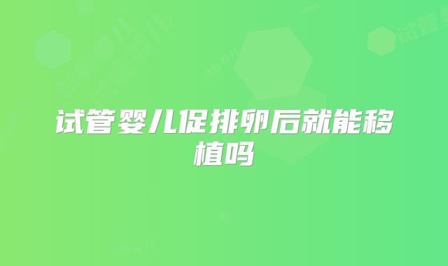 试管婴儿促排卵后就能移植吗