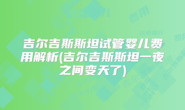 吉尔吉斯斯坦试管婴儿费用解析(吉尔吉斯斯坦一夜之间变天了)