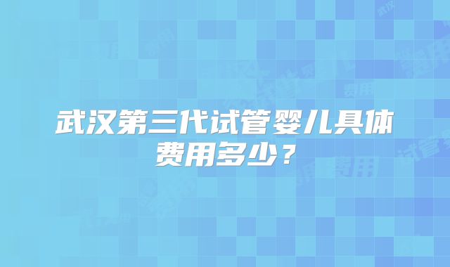 武汉第三代试管婴儿具体费用多少？