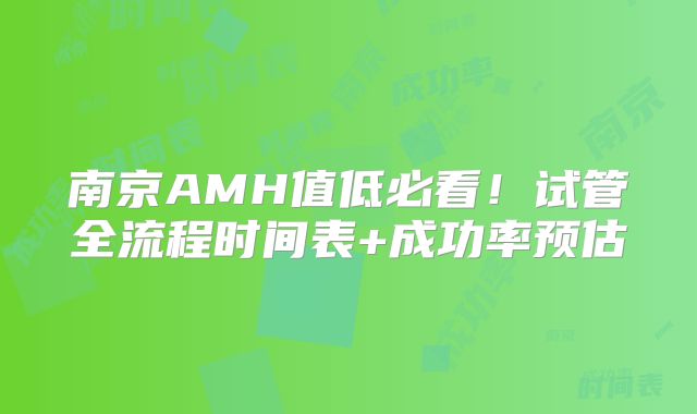 南京AMH值低必看!试管全流程时间表+成功率预估