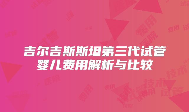 吉尔吉斯斯坦第三代试管婴儿费用解析与比较