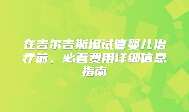 在吉尔吉斯坦试管婴儿治疗前,必看费用详细信息指南