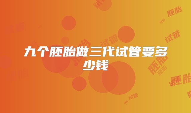 九个胚胎做三代试管要多少钱