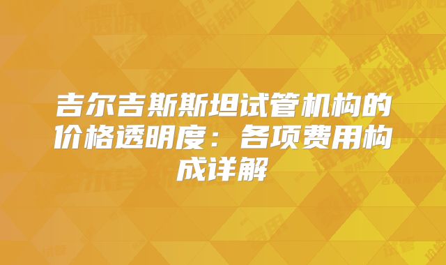 吉尔吉斯斯坦试管机构的价格透明度:各项费用构成详解