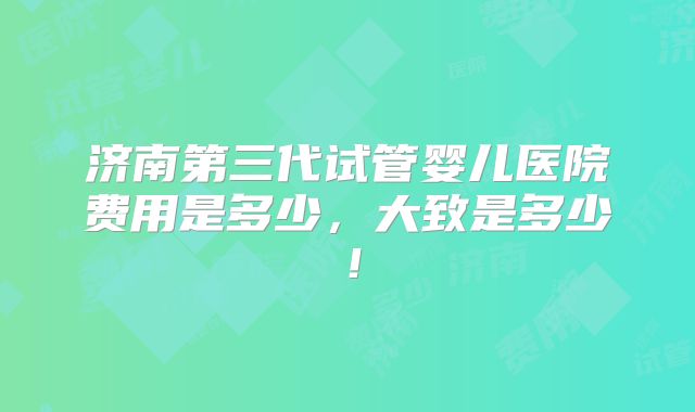 济南第三代试管婴儿医院费用是多少，大致是多少！