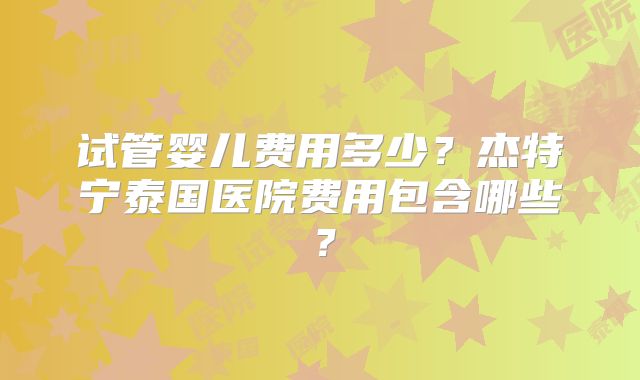 试管婴儿费用多少？杰特宁泰国医院费用包含哪些？