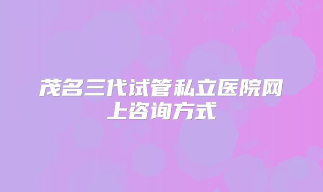 茂名三代试管私立医院网上咨询方式