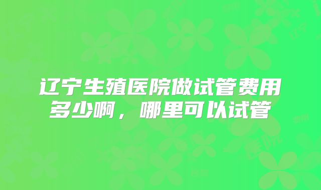 辽宁生殖医院做试管费用多少啊，哪里可以试管