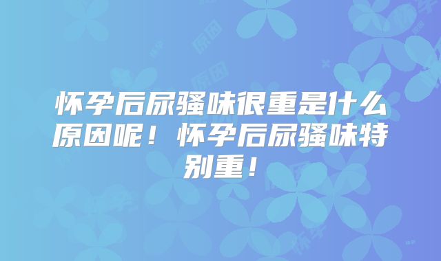 怀孕后尿骚味很重是什么原因呢！怀孕后尿骚味特别重！
