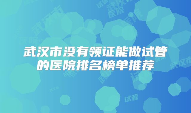 武汉市没有领证能做试管的医院排名榜单推荐