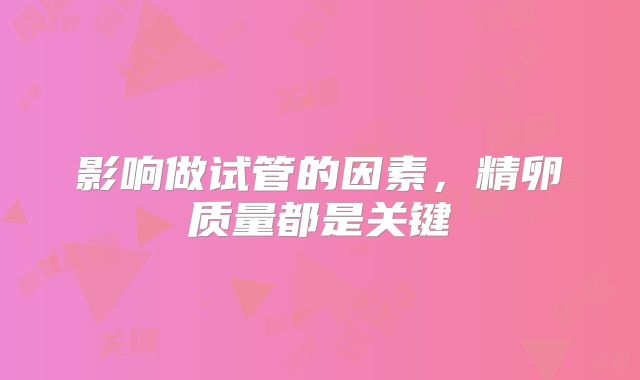 影响做试管的因素，精卵质量都是关键