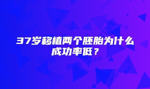 37岁移植两个胚胎为什么成功率低？