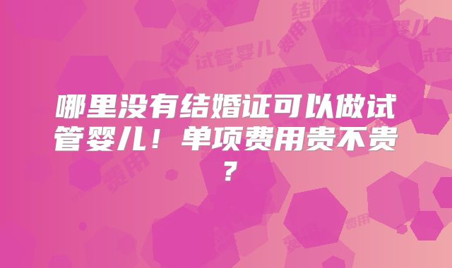 哪里没有结婚证可以做试管婴儿!单项费用贵不贵?