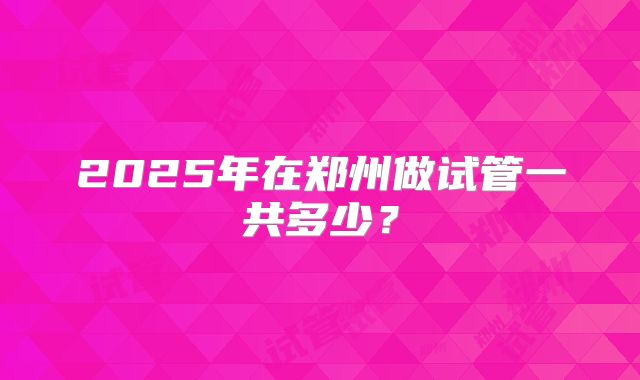 2025年在郑州做试管一共多少?