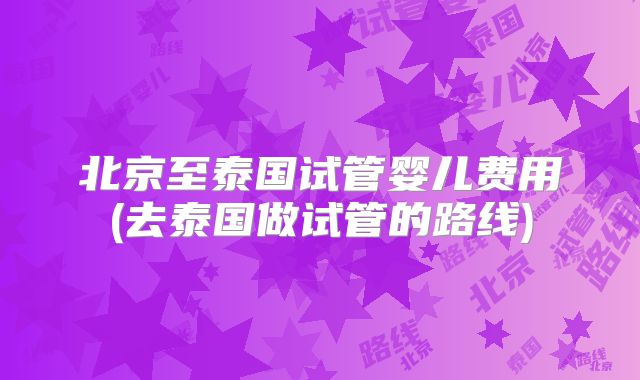 北京至泰国试管婴儿费用(去泰国做试管的路线)