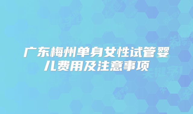 广东梅州单身女性试管婴儿费用及注意事项