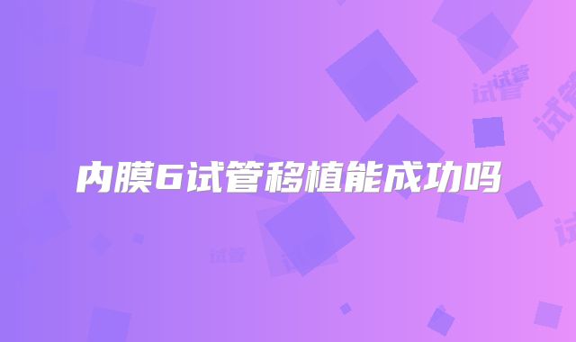 内膜6试管移植能成功吗