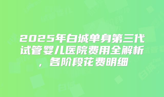 2025年白城单身第三代试管婴儿医院费用全解析，各阶段花费明细