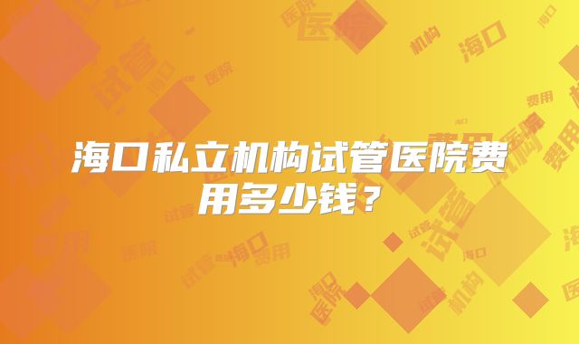 海口私立机构试管医院费用多少钱？