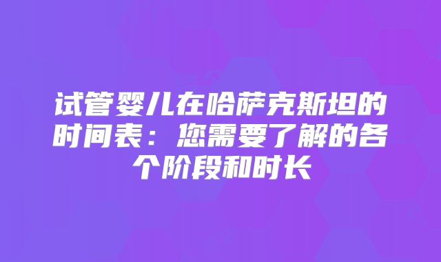 试管婴儿在哈萨克斯坦的时间表:您需要了解的各个阶段和时长