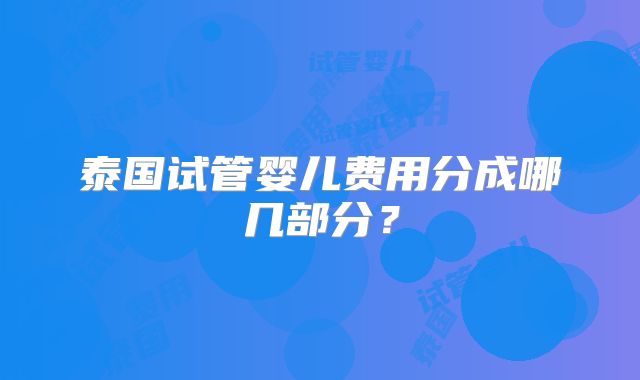 泰国试管婴儿费用分成哪几部分？