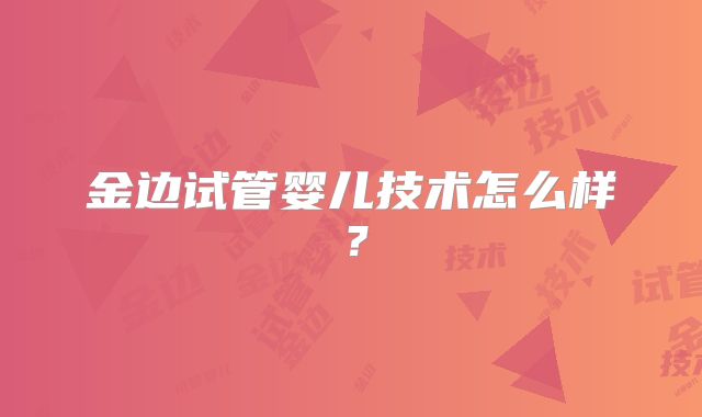 金边试管婴儿技术怎么样？