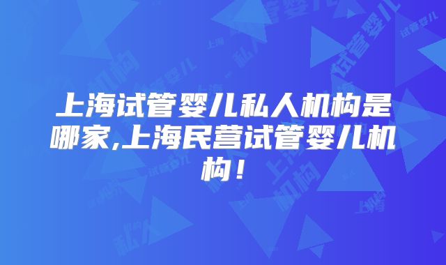 上海试管婴儿私人机构是哪家,上海民营试管婴儿机构！
