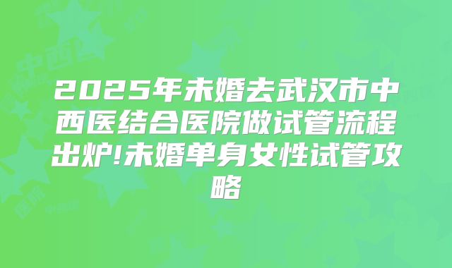 2025年未婚去武汉市中西医结合医院做试管流程出炉!未婚单身女性试管攻略