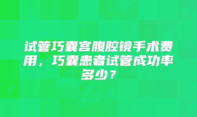 试管巧囊宫腹腔镜手术费用,巧囊患者试管成功率多少?