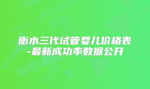 衡水三代试管婴儿价格表-最新成功率数据公开