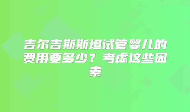 吉尔吉斯斯坦试管婴儿的费用要多少？考虑这些因素