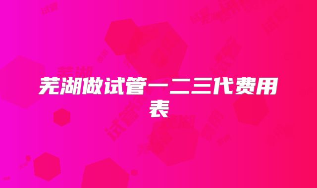 芜湖做试管一二三代费用表