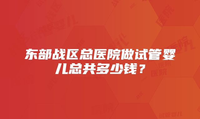 东部战区总医院做试管婴儿总共多少钱?