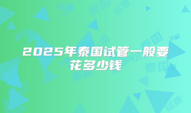 2025年泰国试管一般要花多少钱