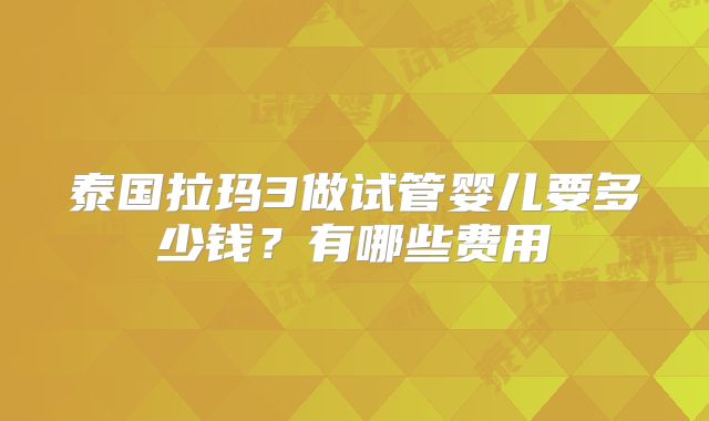 泰国拉玛3做试管婴儿要多少钱？有哪些费用