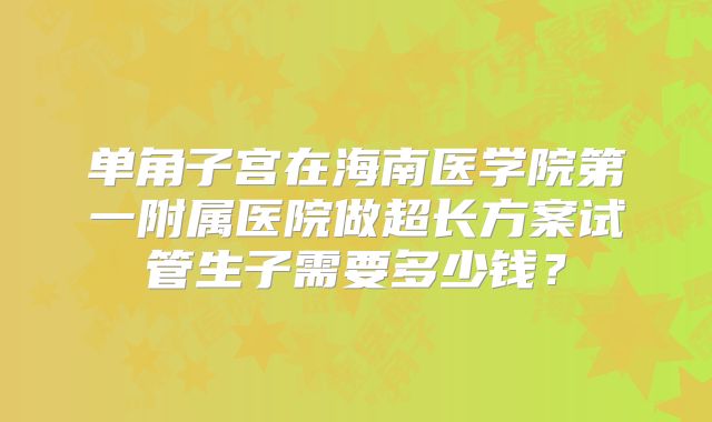 单角子宫在海南医学院第一附属医院做超长方案试管生子需要多少钱?