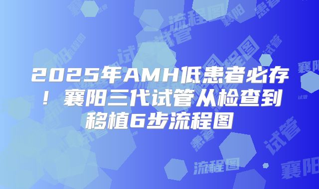 2025年AMH低患者必存！襄阳三代试管从检查到移植6步流程图